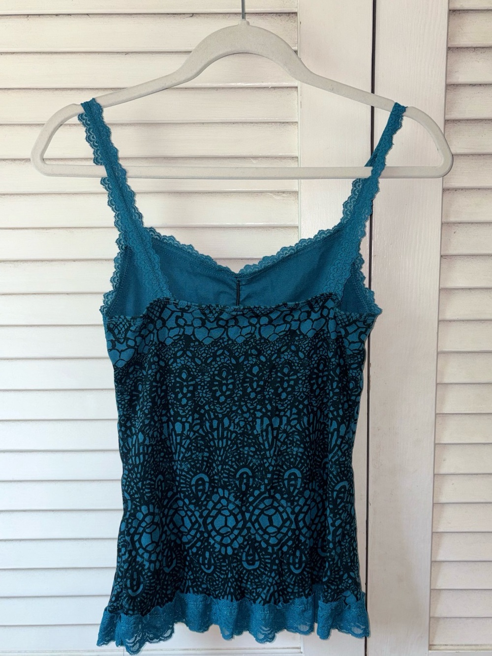Vintage Eyeshadow Y2K Lace Tank Top Large Teal Black Tattoo Print Cami - Picture 4 of 5